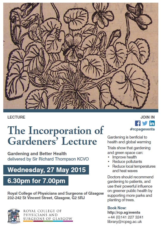 Details of the Incorporation of Gardeners Lecture 2015