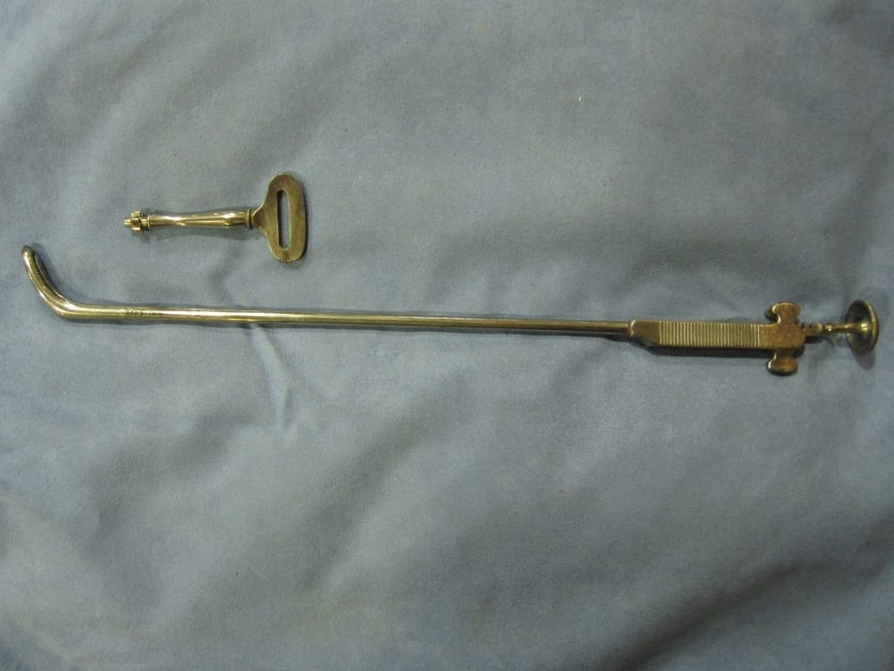 Lithotrite and key manufactured by W.B. Hilliard, c. 1860.