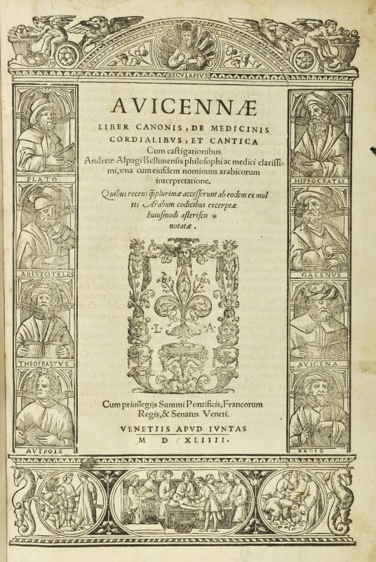 Title page of Avicenna's Canon of Medicine, Venice, 1544