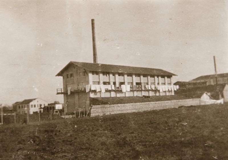 Disused silk factory used for accommodating members of the Girton and Newnham Unit at Guevueli, Serbia