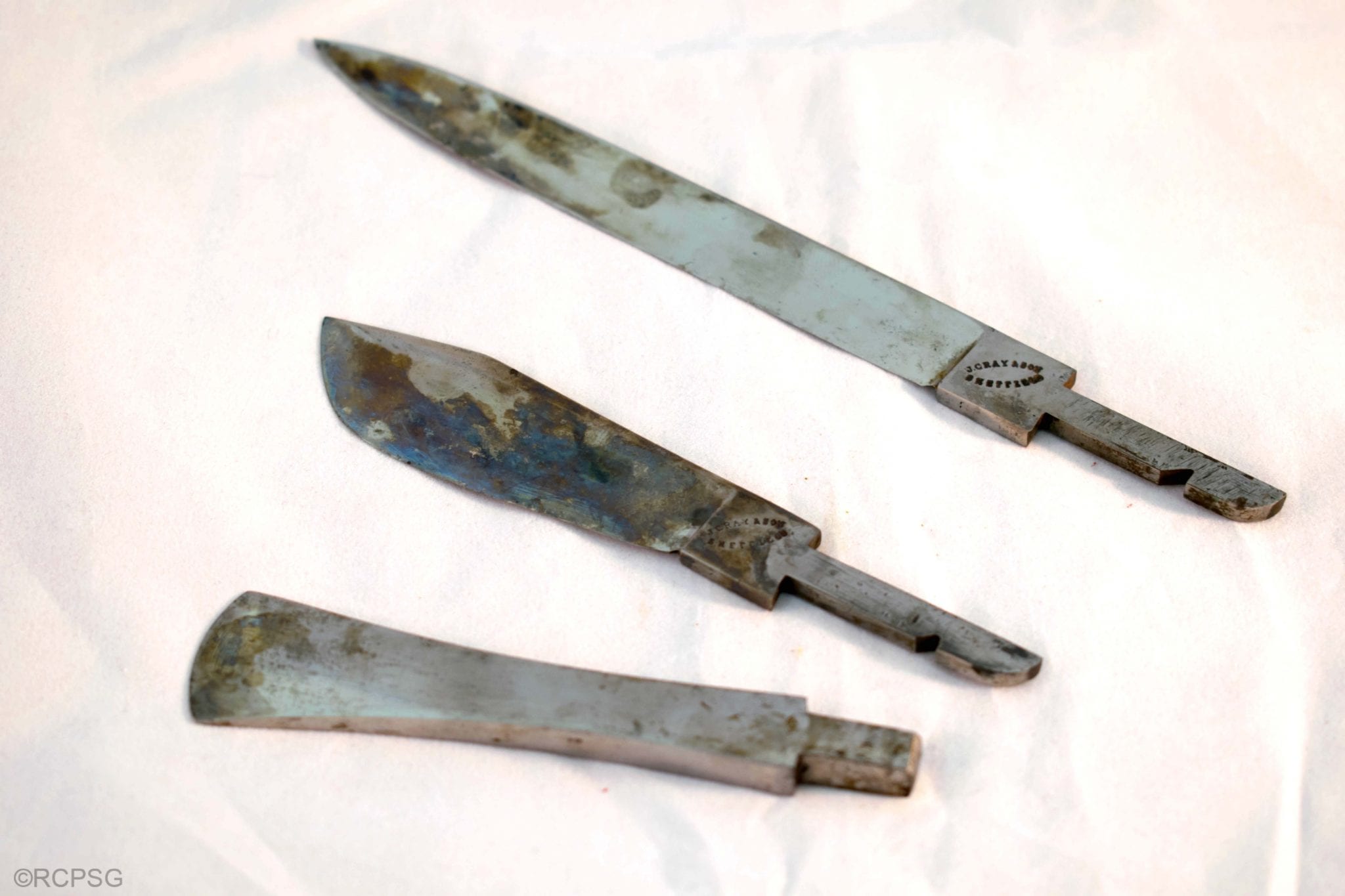 Scalpel blades (c.1900) used in post-mortem examinations